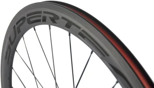 Vista 5 de Superteam - Juego de ruedas para bicicleta de ruta fibra de carbono, 700 C, 50mm ancho 23 terminado mate
