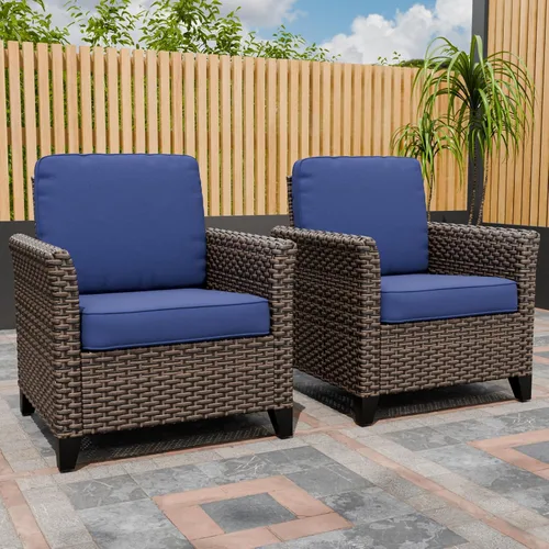 Vista 21 de EAGLE PEAK Ocean Vista - Sofá de mimbre para patio al aire libre, cojines profundos, muebles de ratán resistentes a la intemperie, sofá biplaza