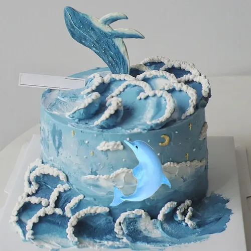 Vista 4 de Molde de silicona para fondant de delfín, molde de caramelo de chocolate con delfines Decoración de tartas de cumpleaños para boda, decoración