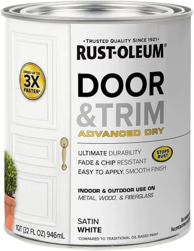 Vista 13 de Rust-Oleum 369387 Pintura Advanced Dry para Puerta y Embellecedor, Cuarto de galón, Gris Alpino satinado