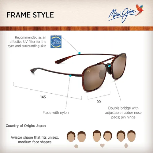 Vista 6 de Maui Jim Womens Keokea WPatented Polarizedplus2 Lenses Square Sunglasses