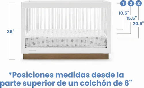 Vista 9 de Delta Children James - Cuna convertible de acrílico 4 en 1, certificado Greenguard Gold, blanco bianca/bellota Bianca Blanco/Bellota