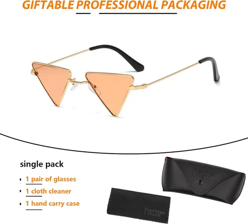 Vista 5 de Luz Triangular Pequeñas Gafas De Sol Hippie Marco Metal Tinted Lente Colorida F3184