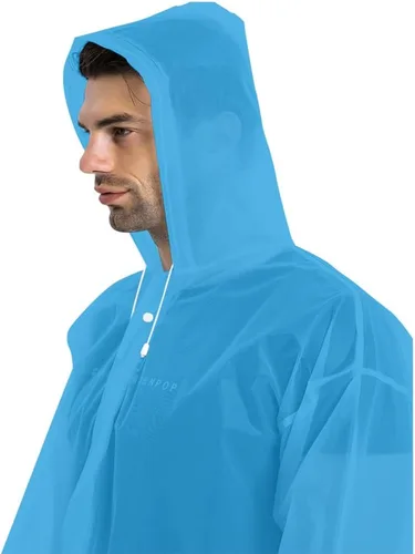Vista 43 de Abrigos de lluvia (paquete de 2) – Ponchos de lluvia reutilizables de EVA para adultos, chaquetas impermeables para hombres y mujeres
