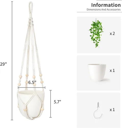 Vista 4 de Mkono Planta colgante falsa con maceta, plantas artificiales para decoración del hogar en interiores y suculentas artificiales, plantas falsas
