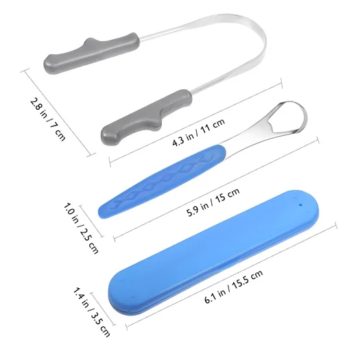 Vista 2 de Healifty Paquete de 4 raspadores de lengua con limpiador de lengua en forma de U, raspador de lengua de acero inoxidable para adultos, raspadores