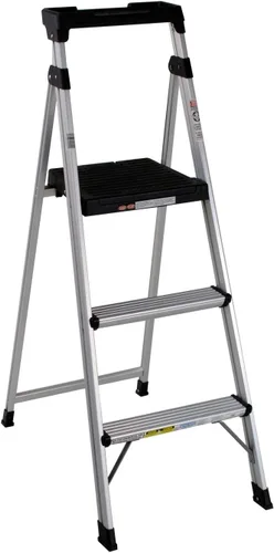 Vista 8 de COSCO 2 Step Lite Solutions Taburete de Escalón Plegable, Aluminio/Negro