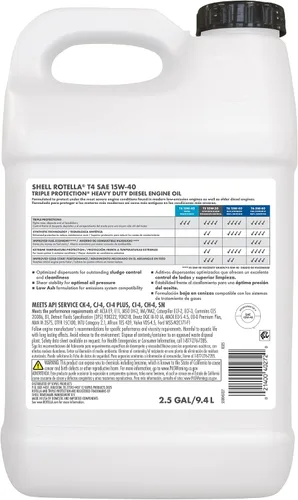 Vista 2 de Shell Rotella T4 Triple Protection 15W-40 Aceite para motor diésel, 2.5 galones