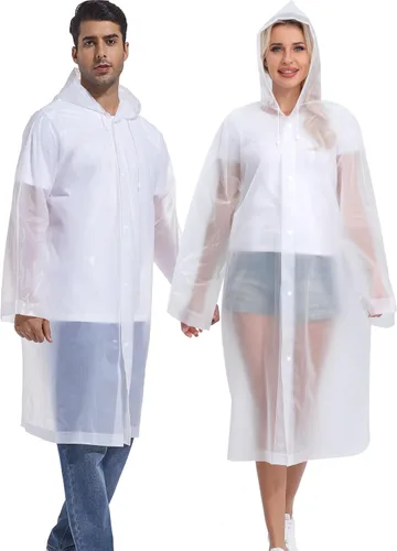 Vista 80 de 2 abrigos de lluvia de Borogo para adultos, chaquetas de lluvia reutilizables para hombres y mujeres