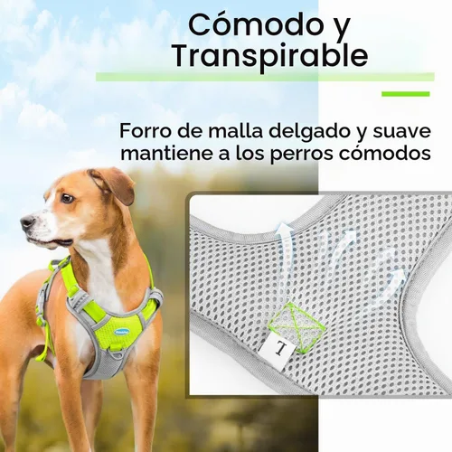 Vista 6 de ThinkPet - Arnés sin tirón para perros pequeños, medianos y grandes, chaleco acolchado reflectante con asa, ajustable estilo estrella Verde