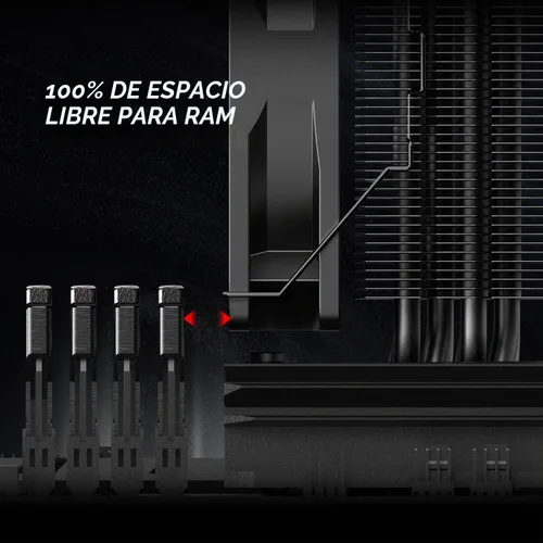 Vista 3 de ID-COOLING SE-214-XT Negro - Enfriador de CPU de diseño completamente negro, 4 tubos de calor de contacto directo, ventilador PWM de 120 mm, sin