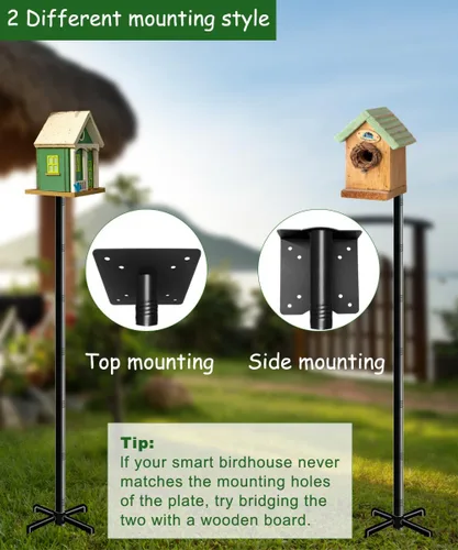 Vista 6 de Kit de montaje en poste de casa de pájaros de 75 pulgadas de Mokeyder, poste de comedero para pájaros ajustable resistente para exteriores, juego