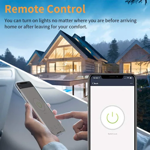 Vista 4 de Interruptor inteligente, interruptor de luz inteligente WiFi compatible con Amazon Alexa y Google Home, necesita cable neutro, con control remoto