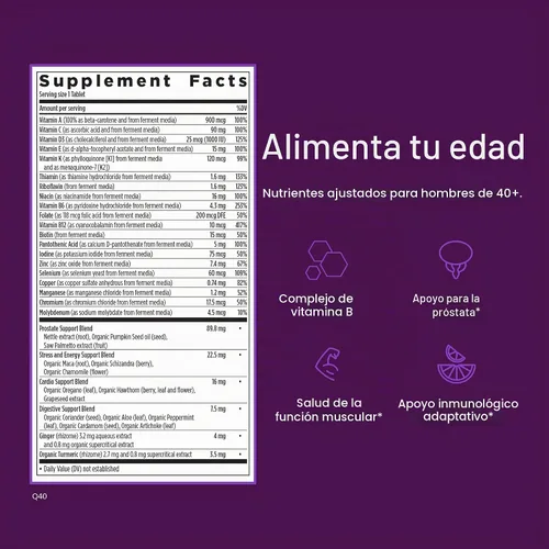 Vista 3 de Tabletas multivitamínicas para hombres de más de 40 años, uso diario, de New Chapter, 370, 1, 1 Extra B6 and B12, D3, Vitamin C, and Zinc for