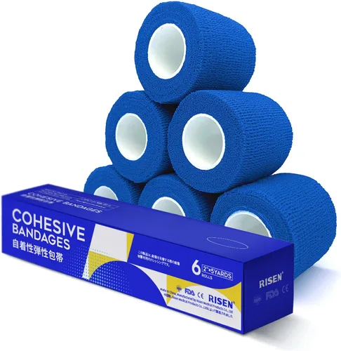 Vista 15 de RISEN Vendaje Cohesivo 2" x 5 Yardas, 6 Rollos, Vendaje Autoadherente Cinta Médica, Gasa de Primeros Auxilios Adhesiva Flexible Transpirable Ideal