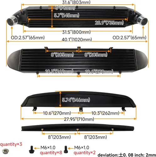 Vista 3 de Intercooler de montaje frontal de ajuste de alto rendimiento para Ford Fiesta ST 2014-2019 Negro