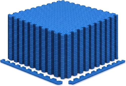 Vista 18 de Tangkula Alfombrillas de ejercicio de 12 azulejos con borde, tapetes protectores de espuma EVA antideslizantes, tapetes elásticos de juego