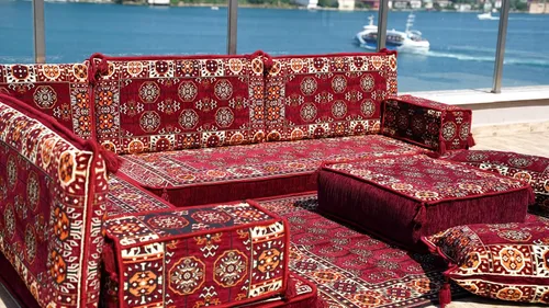 Vista 6 de arabicsofa Juego de Sofá Majlis Árabe de Esquina en Forma de L – Cojín Modular de Piso con Almohadas de Respaldo