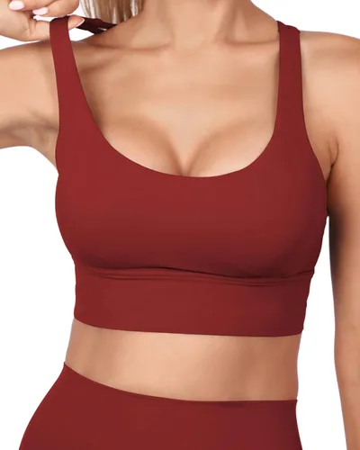 Vista 2 de Grace Form Strappy Sports Bra for Women Padded Push Up Sport Bra Athletic Running Workout Bra Yoga Bra
