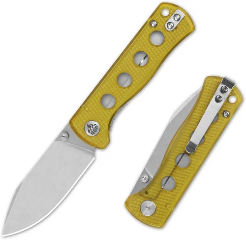 Vista 17 de QSP Canary Folder - Cuchillo plegable de bolsillo, hoja de 7.21 cm Sandvik 14C28N con acabado negro lavado a la piedra, mango G10 negro, bloqueo