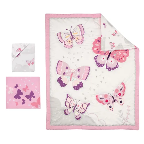 Vista 7 de Bedtime Originals Juego de cama de 3 piezas para cuna, diseño de mariposas