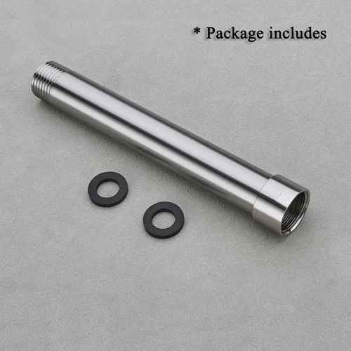 Vista 6 de Extensión de brazo de ducha de níquel cepillado, brazo extensor de 1/2 pulgada para cabezal de ducha de lluvia de 4 pulgadas