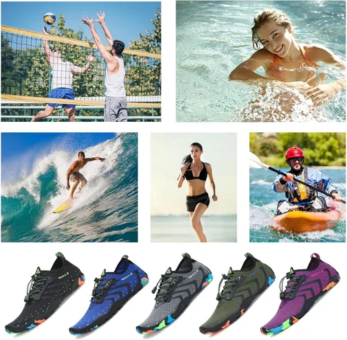 Vista 7 de SAGUARO Zapatos de agua para hombre y mujer, secado rápido, para natación, surf, playa, kayak, zapatos descalzos, puntera ancha