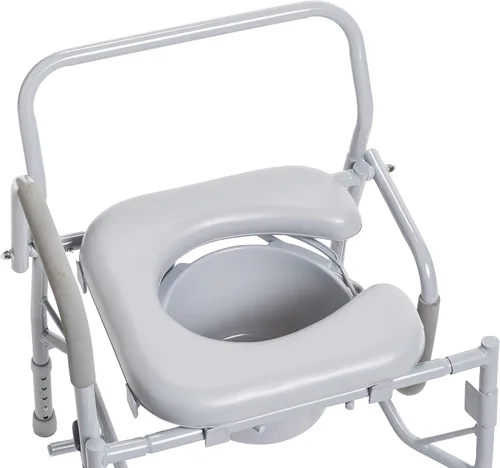 Vista 8 de Drive Medical Silla cómoda para inodoro con asiento acolchado y brazos, gris