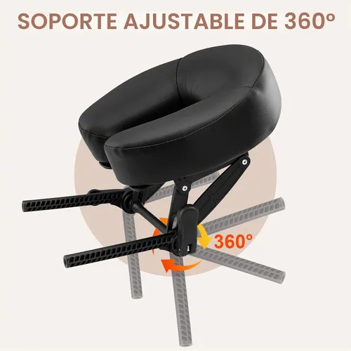 Vista 7 de Mesa de masaje ajustable universal para la cara y reposacabezas Negro