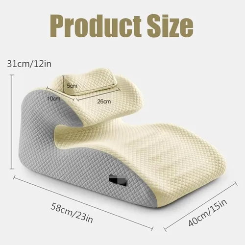 Vista 4 de Almohada multifuncional para parejas, almohada de cuña de cama, espuma viscoelástica, suave, para dormir, inclinada y acostada, almohada de estómago