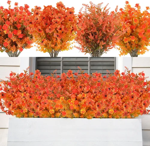 Vista 12 de AmyHomie 20 paquetes de flores artificiales para exteriores, resistentes a los rayos ultravioleta, no se decoloran, plantas de plástico, decoración