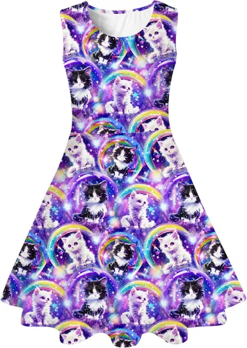 Vista 15 de BFUSTYLE - Vestido de verano sin mangas con estampado floral para niñas de 4 a 15 años Regreso a la escuela 01