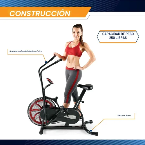 Vista 8 de Marcy Bicicleta fija de ejercicios con ventilador y resistencia de aire con manillares de doble acción