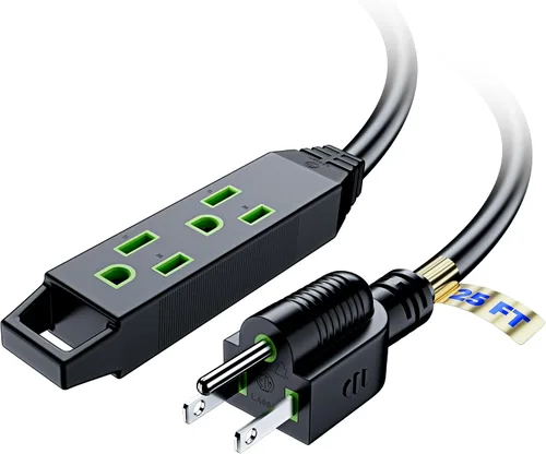 Vista 13 de Cable de extensión de 2 pies, cable de extensión con múltiples tomas, calibre 16 (azul) con certificación ETL