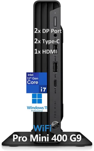 Vista 7 de HP Escritorio Elite Mini 800 G9, Intel i9-14900T, DDR5 de 16 GB, SSD de 512