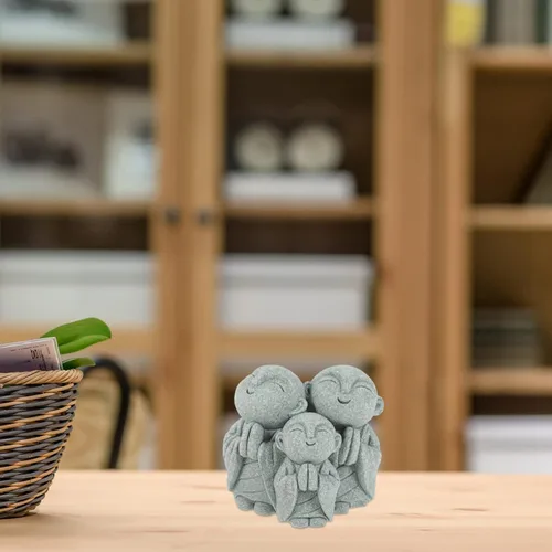 Vista 8 de Angoily Mini estatua de Buda pequeña y linda escultura de Buda feliz monjes riendo figurita acuario chino arenisca Buda asiática pecera adornos