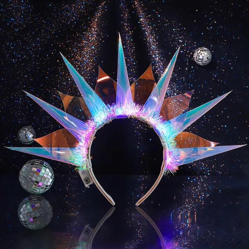 Vista 2 de CAKURE Diadema iluminada con luces LED para Año Nuevo, diademas brillantes para el cabello, club nocturno, fiesta, concierto, actuación, accesorios