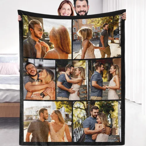 Vista 13 de Manta de Forro Polar Sherpa con Foto Personalizada - Suave, Cálida, Esponjosa - Regalos Personalizados para Parejas, Novio, Novia - Manta con Imagen
