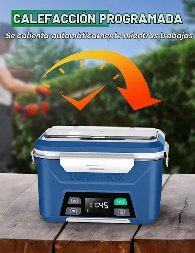 Vista 4 de Docusvect Fiambrera eléctrica inalámbrica para adultos 1.3L con calefacción Hi-Vis Azul