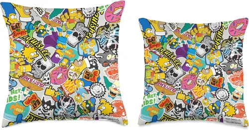 Vista 3 de 20th Century Television The Simpsons - Almohada de collage con calcomanías, 16.0 x 16.0 in, multicolor