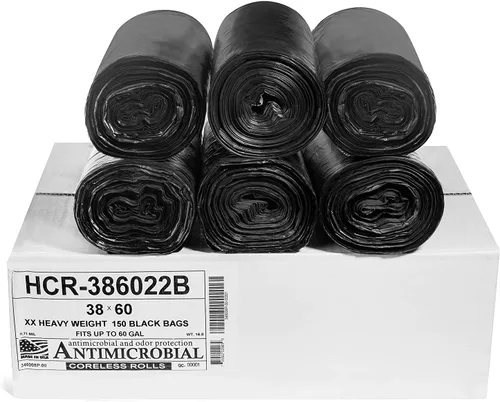 Vista 63 de Aluf Plastics Bolsas de basura de alta densidad, 10 galones, 4000 unidades, 6 micras (eq), 24 x 24 pulgadas, negras, para baño, oficina, industrial