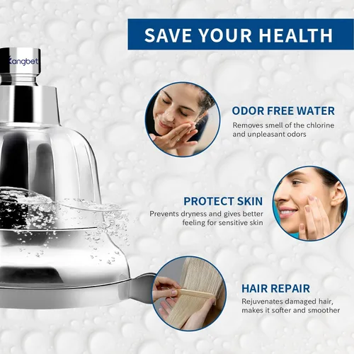 Vista 3 de Cabezal de ducha filtrado para cabello y piel más saludables, elimina el cloro y los metales pesados, filtro de cabezal de ducha para agua dura
