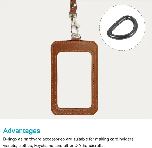 Vista 3 de METALLIXITY Metal Rings Non-welded D-shaped Ring Buckles for Hardware DIY Keychains Card Holders Purse