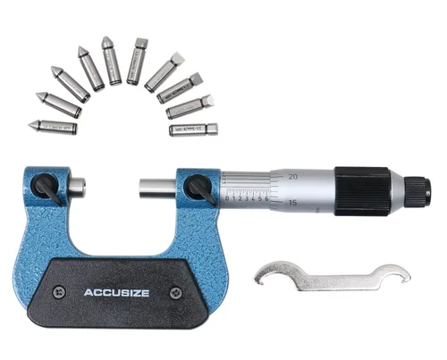 Vista 13 de Accusize Industrial Tools 0-1'' por 0.001'' micrómetro de rosca de tornillo con 5 yunque en caja ajustada, S916-C750