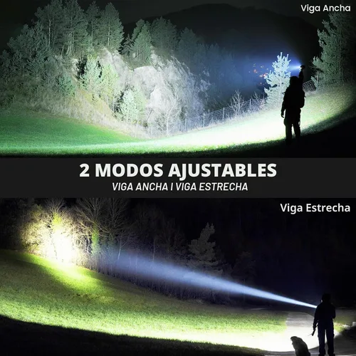 Vista 4 de Linterna recargable de 99,000 lúmenes altos, 7 modos de luz LED con COB, potente linterna de mano para el hogar, campamento (paquete de 2)