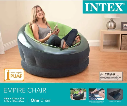 Vista 6 de Silla inflable Intex Empire, de 44" x 43" x 27," verde