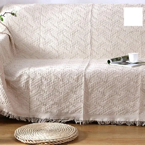 Vista 5 de SVIO-SOFACOVER - Manta de algodón con flecos para sofá, funda rústica de punto, reversible, 53.9 x 72.0 in