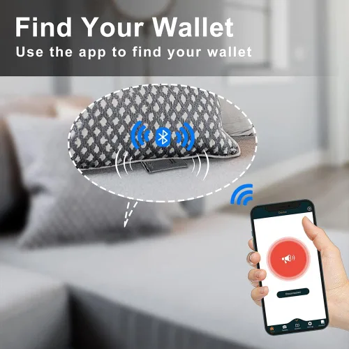 Vista 3 de Billetera rastreable para hombre, antipérdida, Bluetooth, rastreador y buscador, tarjeta de crédito (negro, 33)