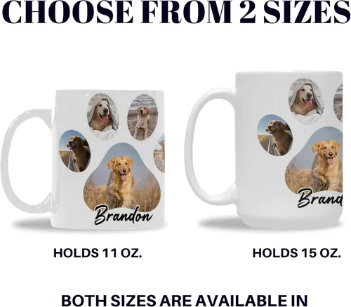 Vista 3 de Taza personalizada para perro, mamá, papá, amante de las mascotas, taza de café personalizada, tazas conmemorativas de cerámica novedosas con foto