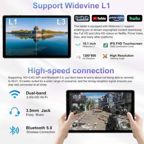 Vista 4 de 2025 Tableta de 10 pulgadas Android 15 Tablets 30GB RAM 128GB ROM 1TB de expansión, Tableta Octa-Core de 8000mAh con estuche a prueba de caídas